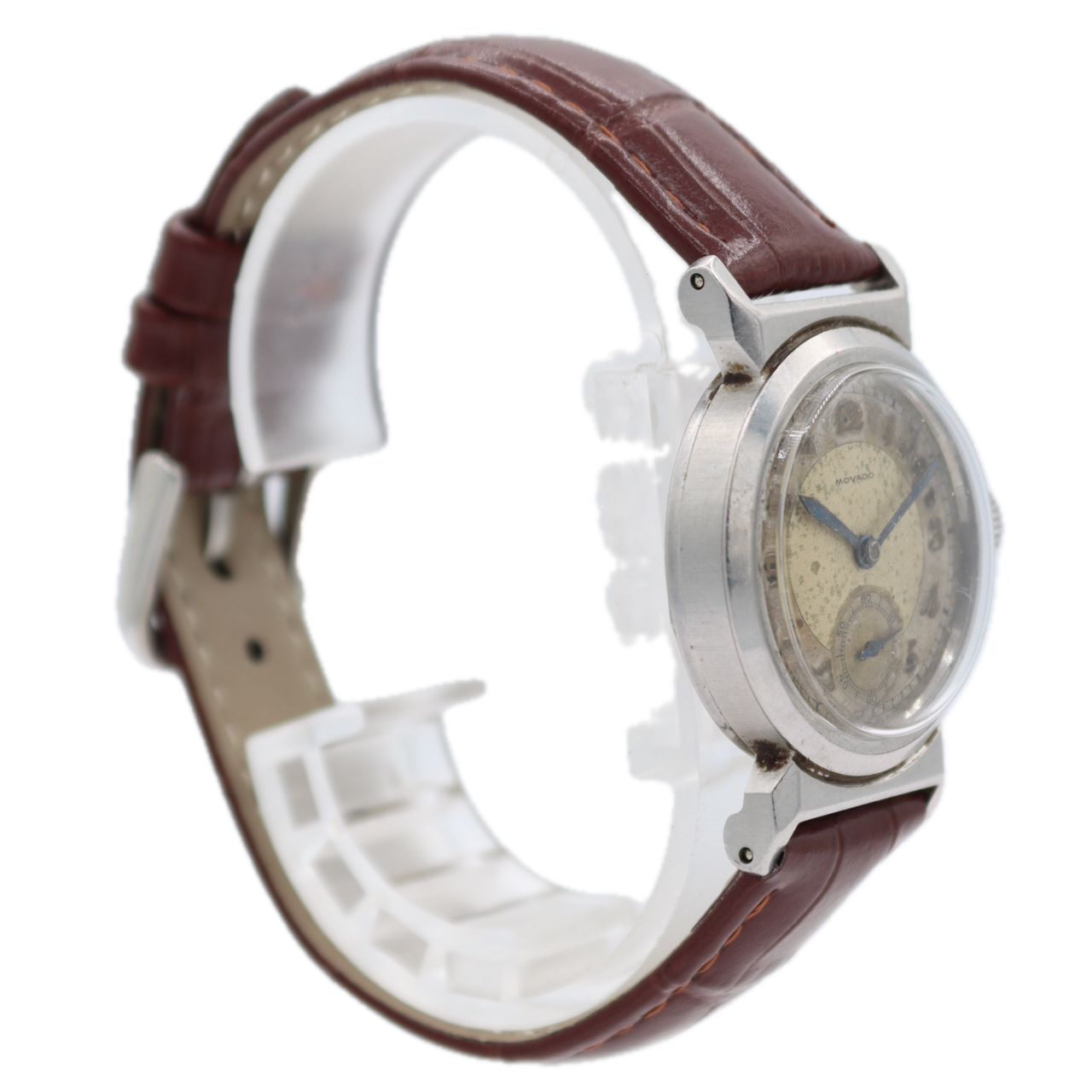 Vintage Movado Bull Horn Lug Men's Mechanical Wristwatch Swiss Steel Military
