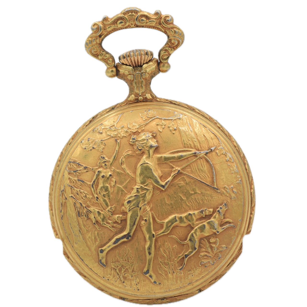 Antique Arnex Floral Hunt 17 Jewel Mechanical Hunter Pocket Watch Unitas 6498