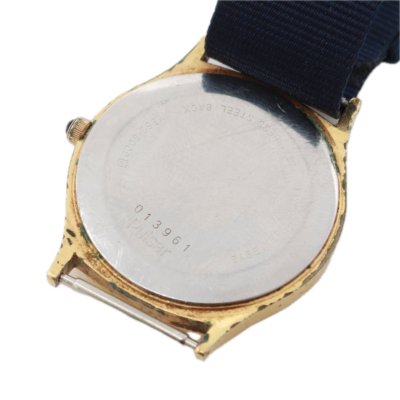 Vintage Pulsar Y552-8009 Roman Dial Date Men's Quartz Wristwatch Japan Gold Tone