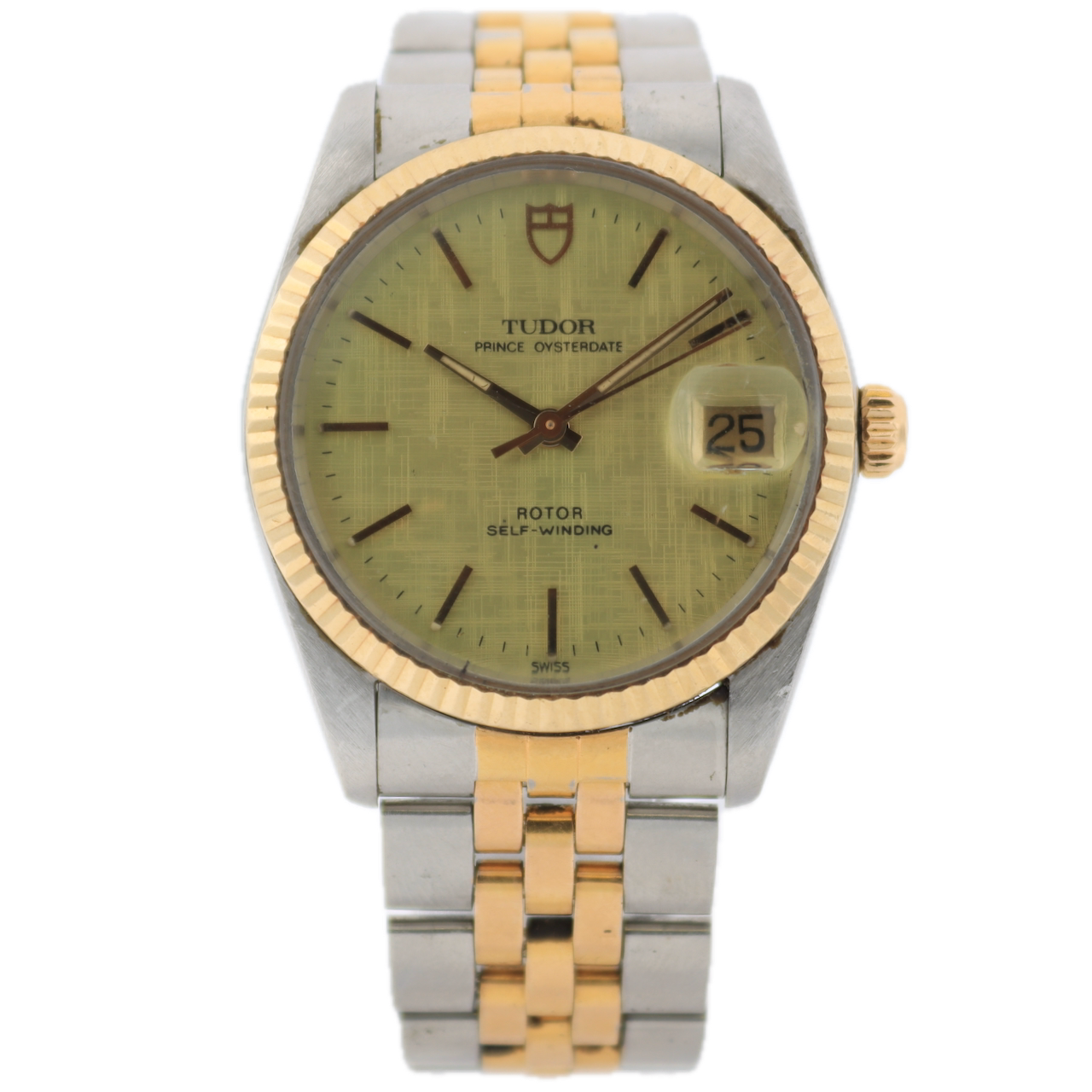 Vintage Tudor 74000 Prince Oysterdate Linen Dial Men's Automatic Wristwatch
