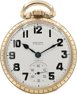 Vintage John Alden Railroad Style Mechanical Pocket Watch Unitas 431 445 10k RGP