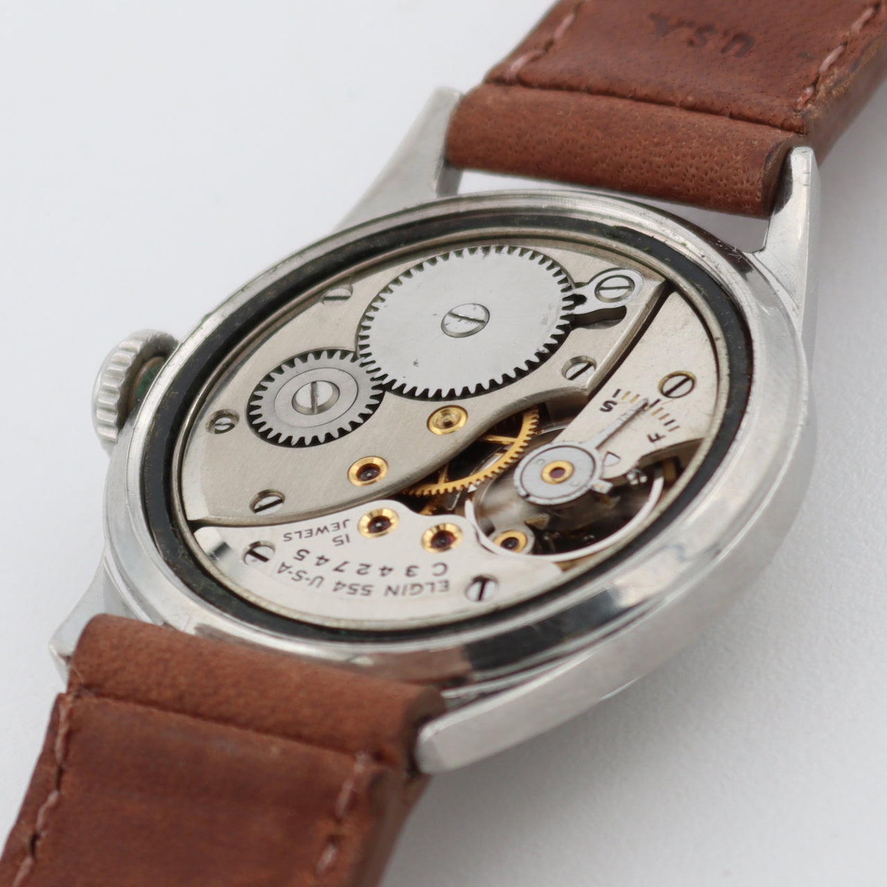 Vintage 1942 Elgin 6603G Service 15J Men's Mechanical Wristwatch 554 USA Steel