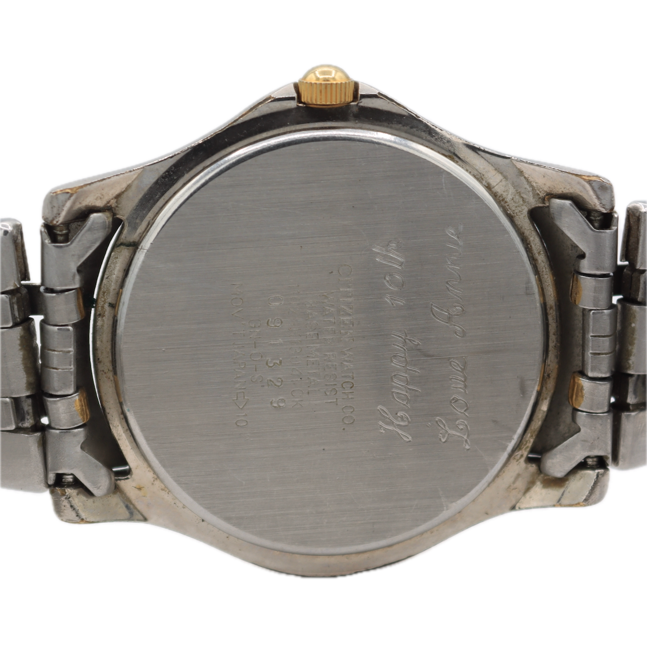 Vintage Citizen 1102-K41484 Two Tone Waffle Men's Quartz Wristwatch Gold Tone