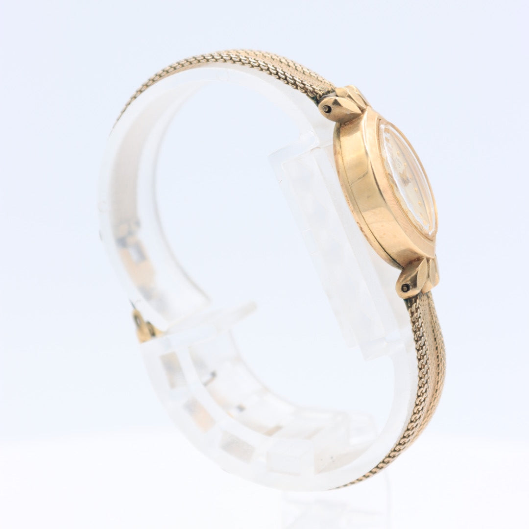 Vintage Lady Elgin Linen Bezel Ladies Mechanical Wristwatch 900 10k Gold Filled