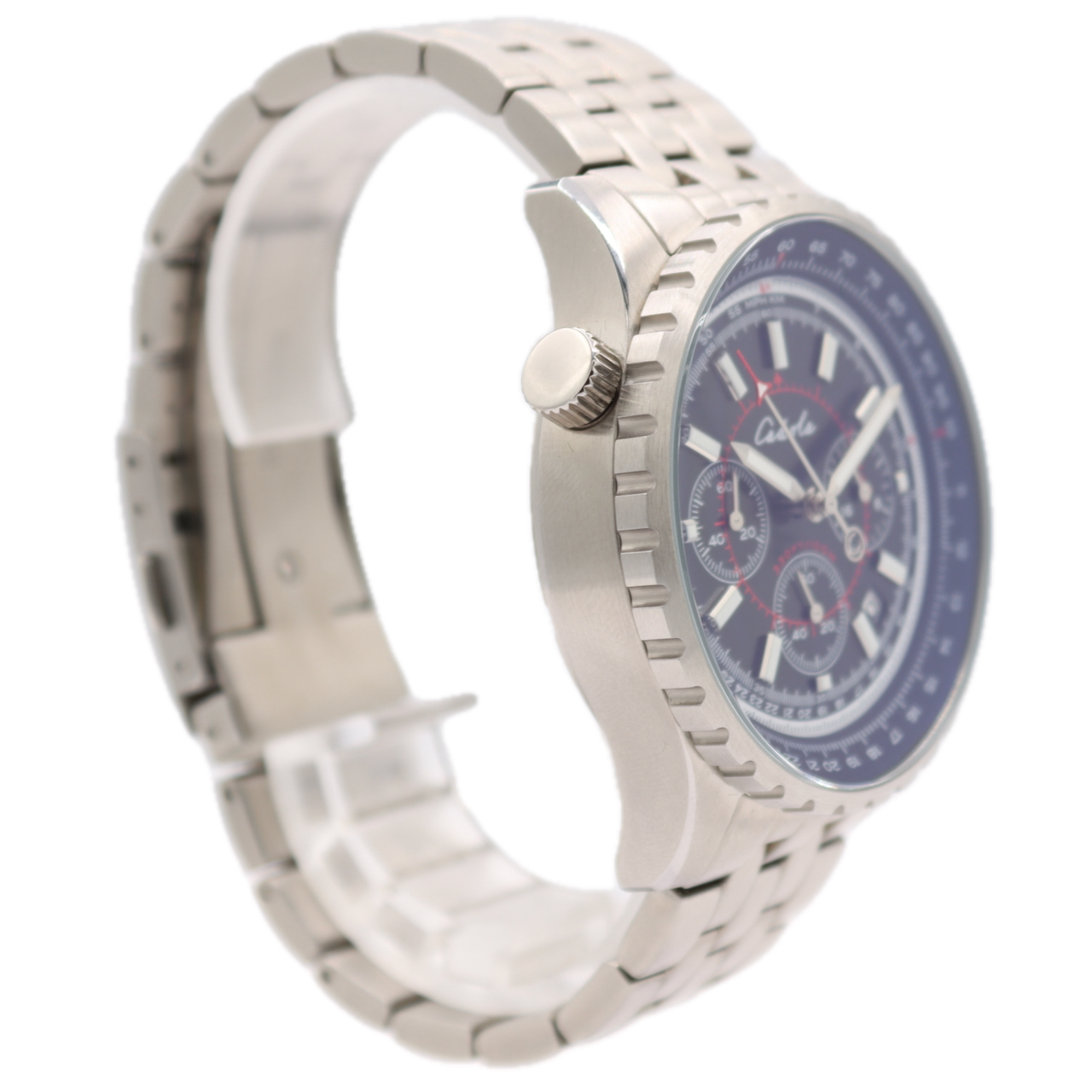 44mm Cadola CD-1009 Volaron Men's Quartz Chronograph Wristwatch Steel W/ Box