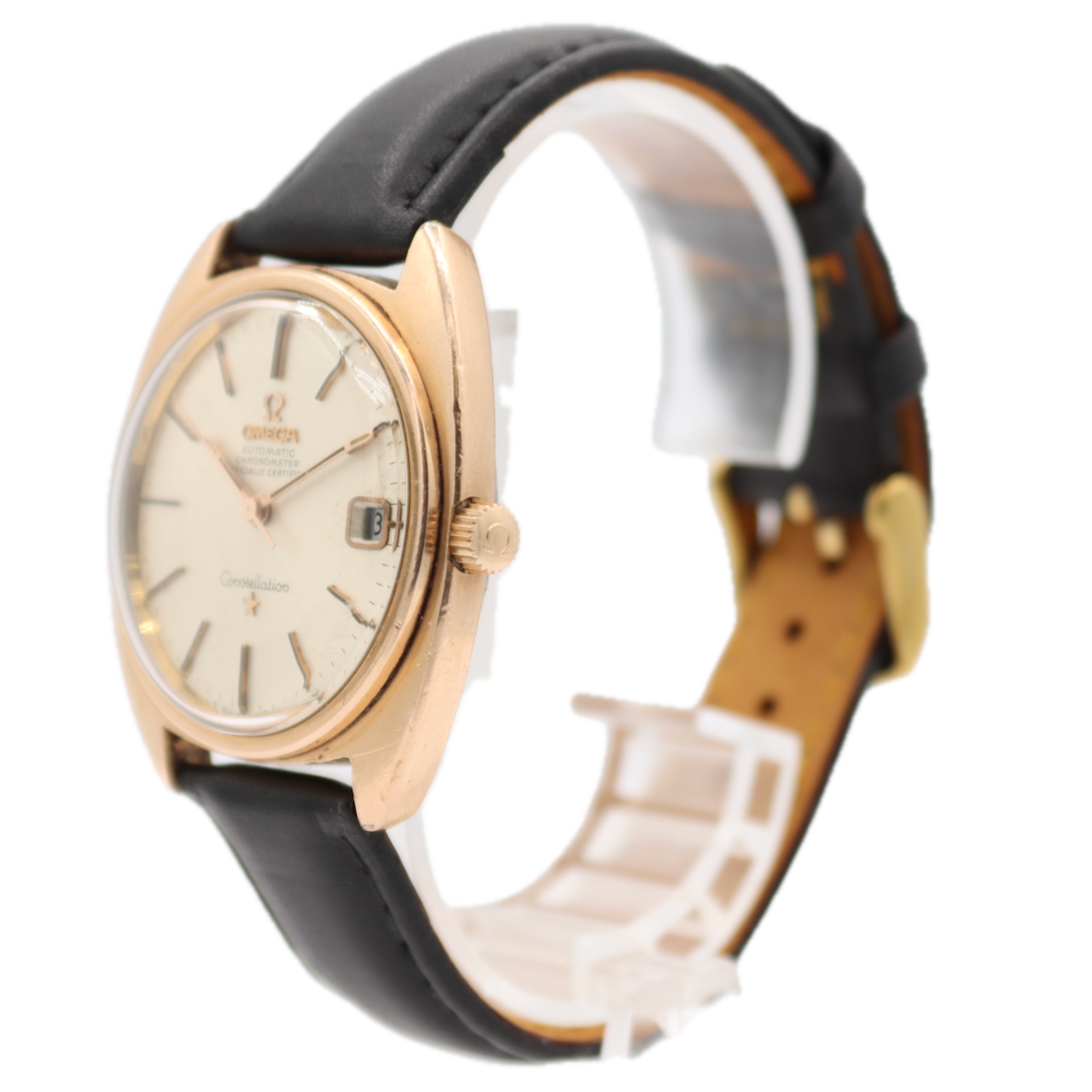 Vintage Omega 168.017 Constellation Men's Automatic Wristwatch Rose Gold Plated