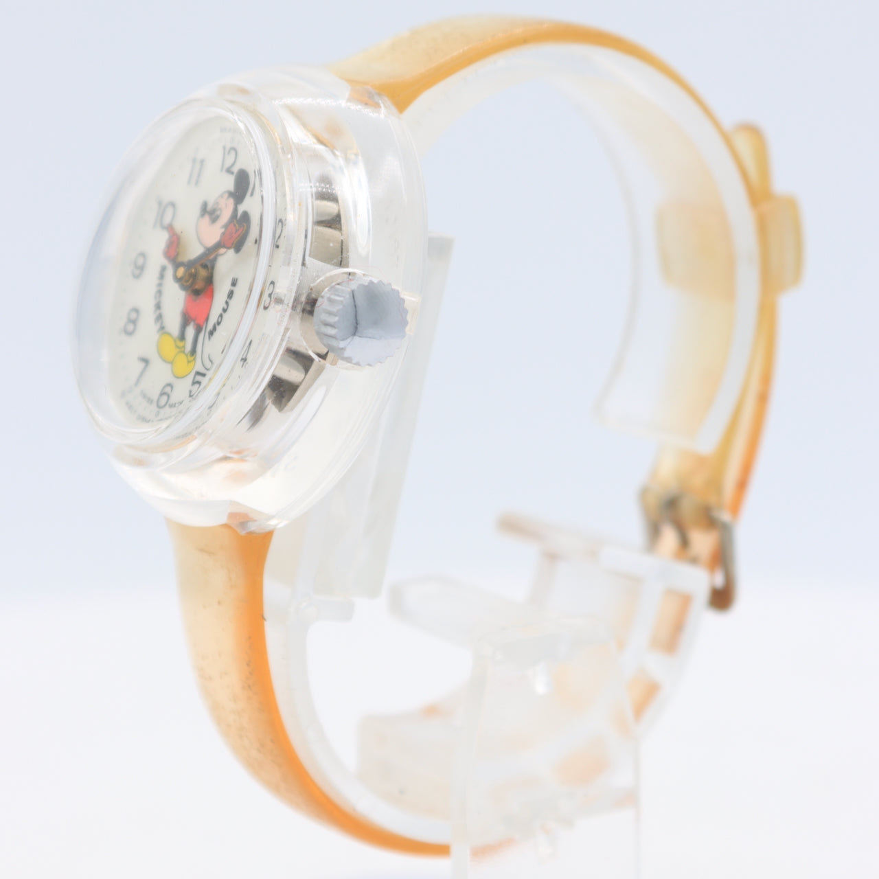 Vintage Bradley Mickey Mouse Men's Mechanical Wristwatch Swiss Acrylic w/Box