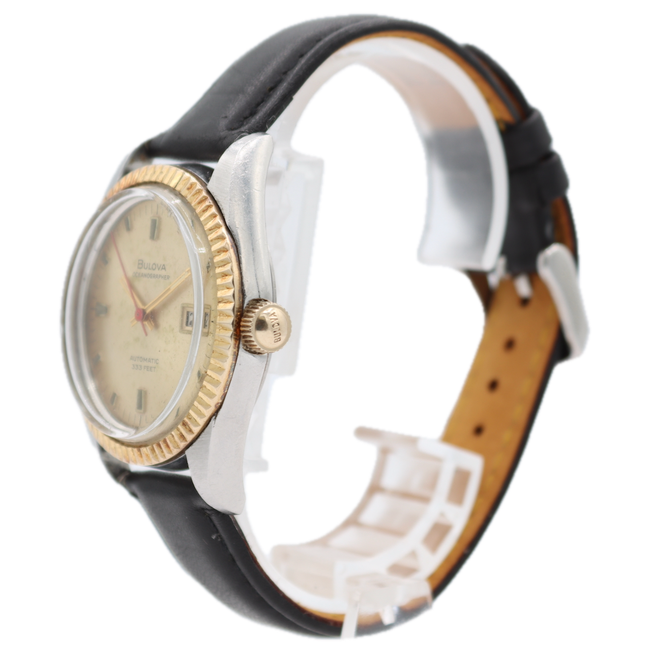 Vintage Bulova J-3055 Oceanographer Men's Automatic Wristwatch 10k Gold Bezel