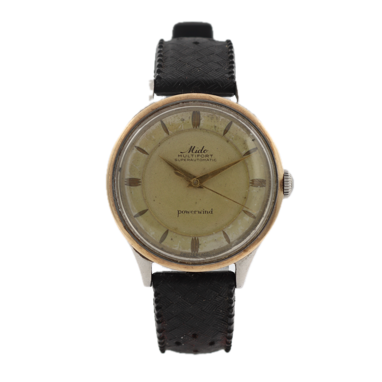 Vintage Mido Multifort Two Tone Men's Automatic Wristwatch 917 P Gold Capped
