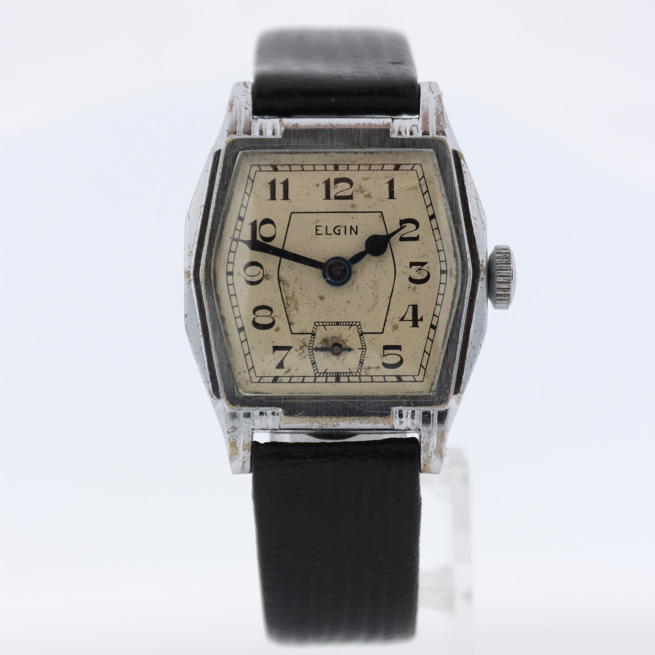 Vintage 28.5mm 1933 Elgin 7j Men's Mechanical Wristwatch 485 USA Chrome