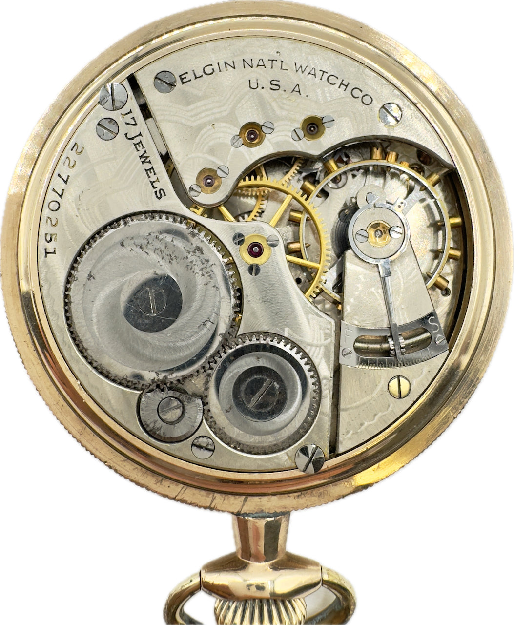 Antique 16 Size Elgin Pocket Watch Grade 387 Gold Filled w Guilloche Finish