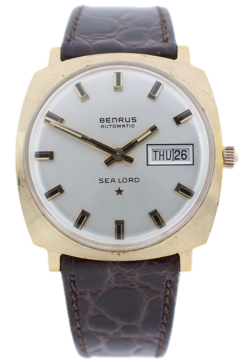 Vintage Benrus Sea Lord Sunburst Day Date Men's Automatic Wristwatch Swiss