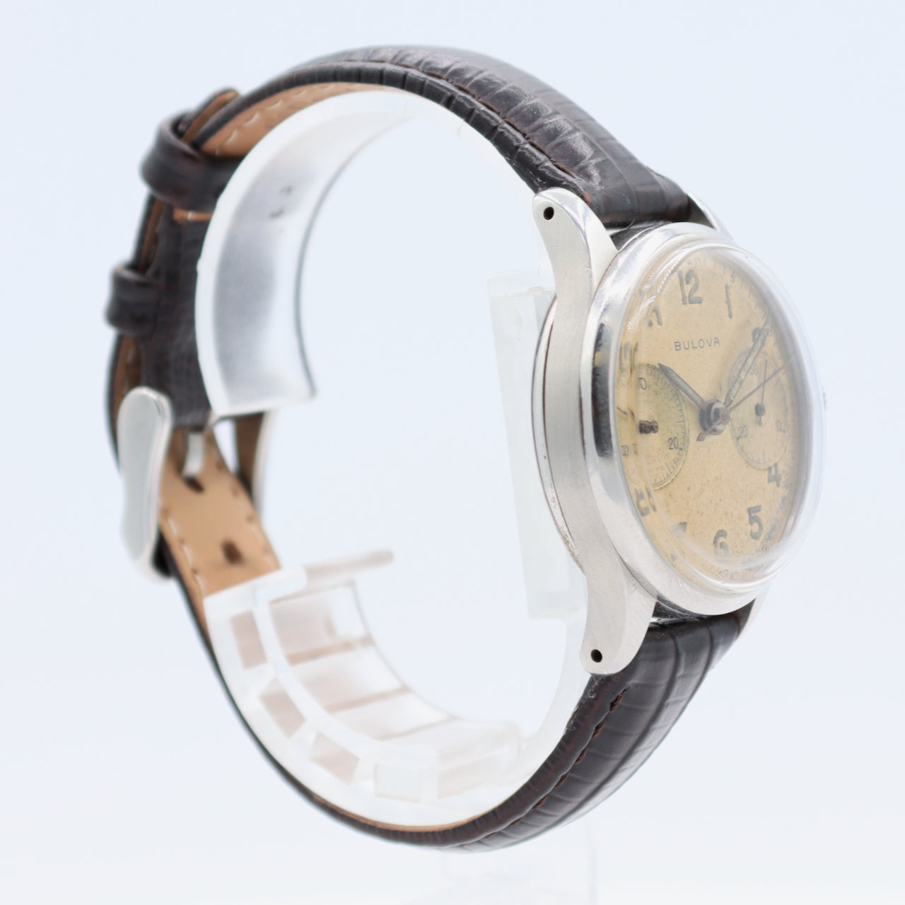 Vintage 32mm Bulova 13AK Men's Chronograph Wristwatch Valjoux 23 Swiss Steel