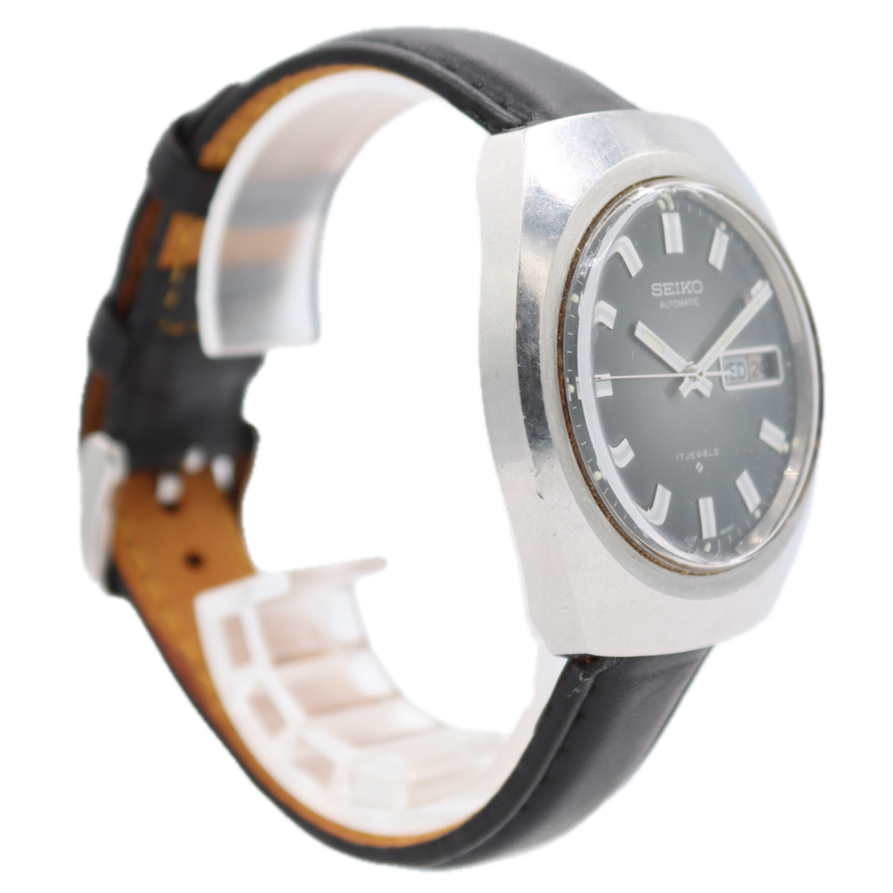 Vintage 38mm Seiko 6109-8029-P Day Date Men's Automatic Wristwatch Japan Steel