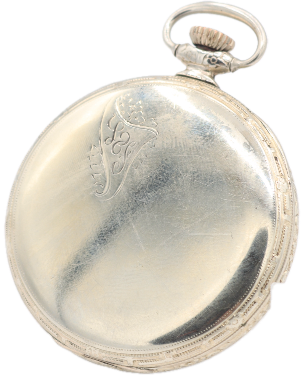 Antique 12s 1922 Illinois Guilloche Dial Pocket Watch 405 18k White GF USA