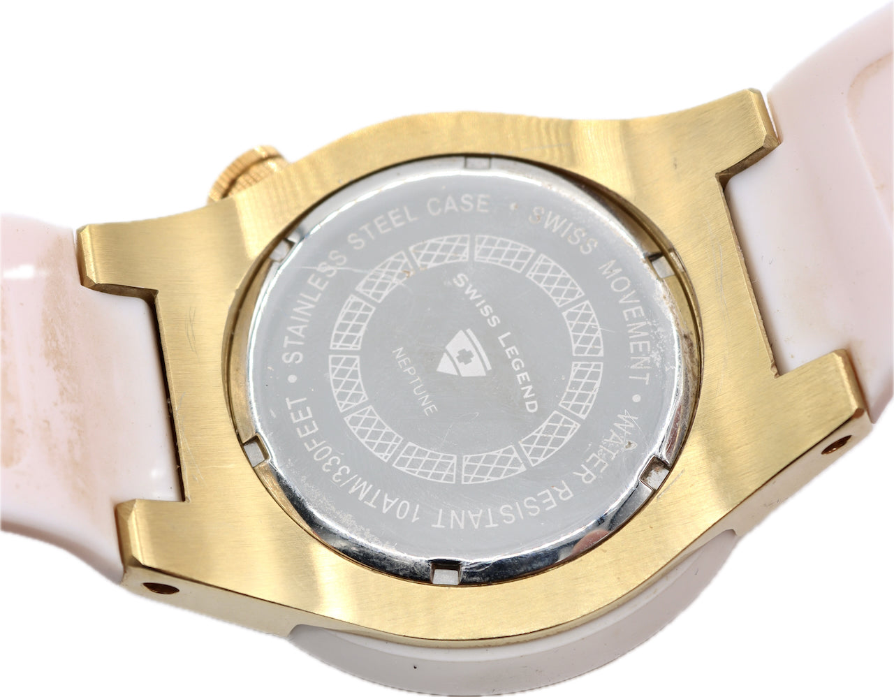 53mm Swiss Legend Neptune White Men's Quartz Wristwatch Swiss Stainless Steel