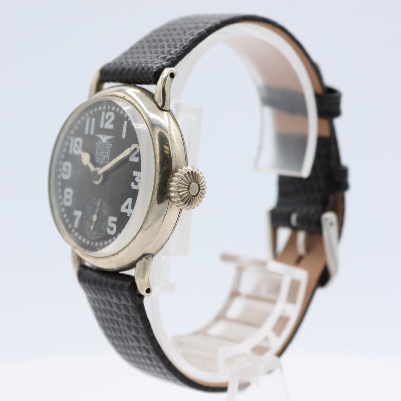 Vintage 1916 Elgin Pershing Trench 7 Jewel Men's Mechanical Wristwatch Nickel