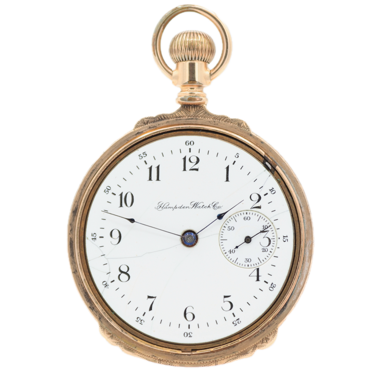 Antique 18s 1893 Hampden Box Hinge Mechanical Pocket Watch 110 H Gold FIlled