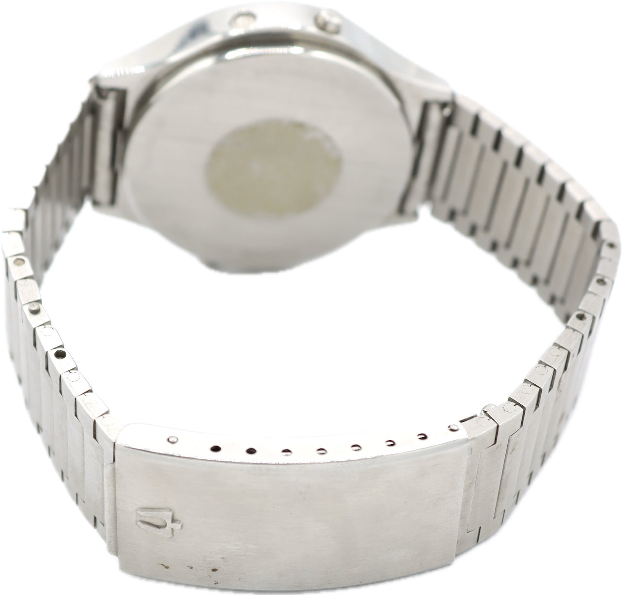 Vintage 37mm Bulova Quartz Men's Digital LCD Wristwatch Swiss Steel w Bracelet