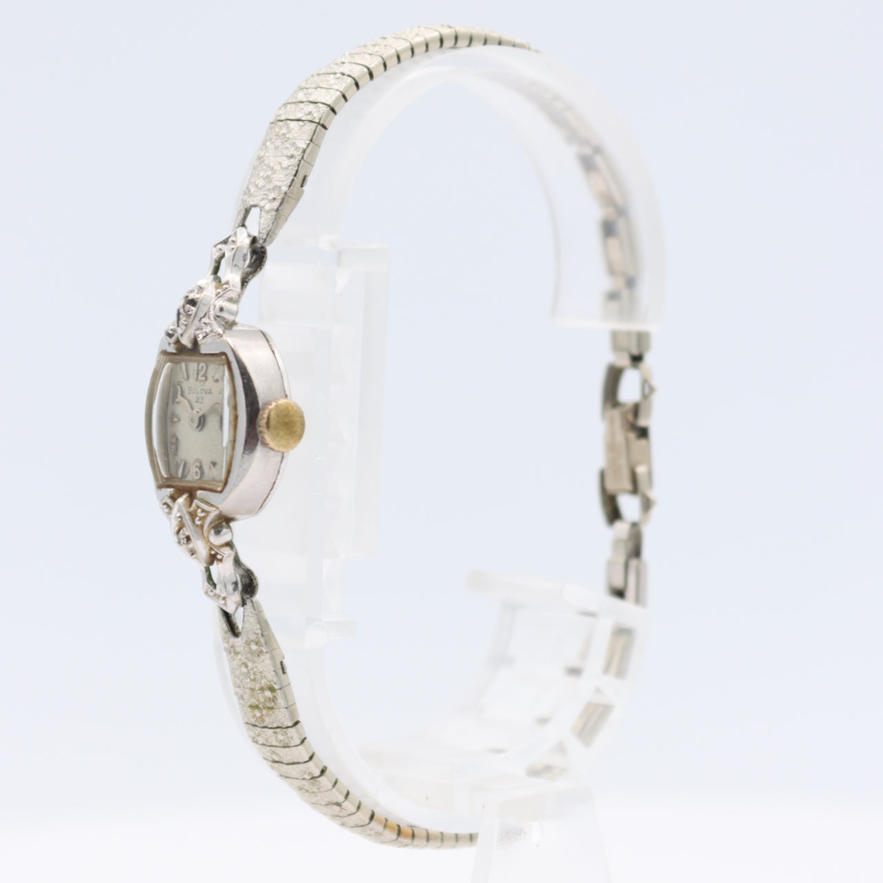Vintage 14mm 1963 Bulova 2 Diamond Ladies Mechanical Wristwatch Swiss 10k RGP