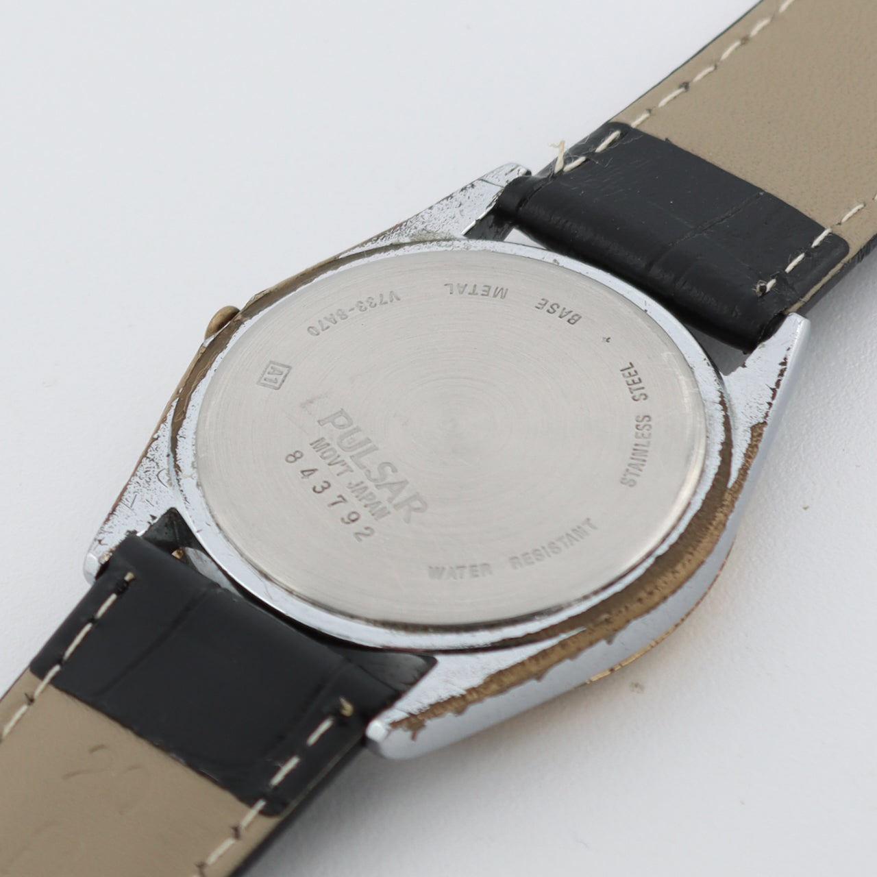 Vintage 35mm Pulsar V733-8A70 Day Date Men's Quartz Wristwatch Japan Gold Tone