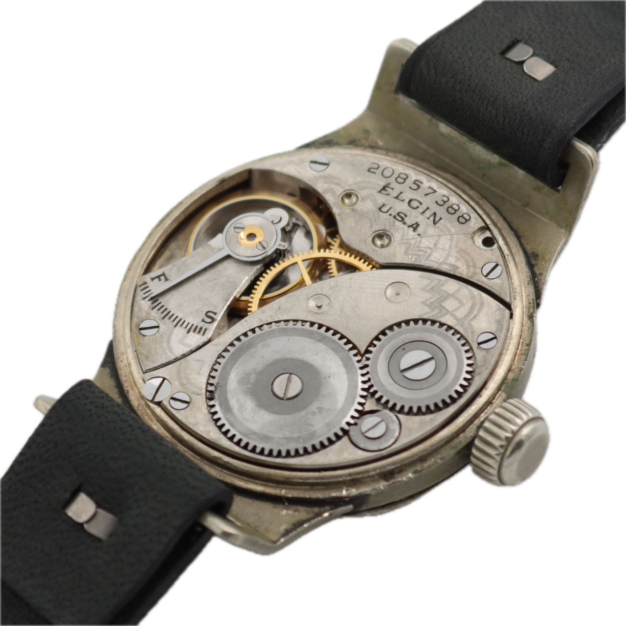 Vintage 1918 Elgin Military 7 Jewel Men's Mechanical Wristwatch USA Nickel