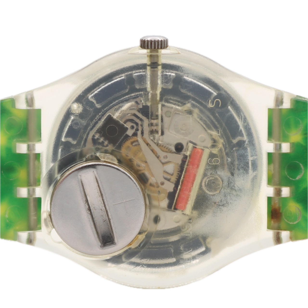 34mm 1997 Swatch GK245 Cactus Men's Quartz Wristwatch Swiss Transparent W/Case