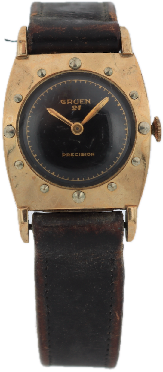 Vintage Gruen 335-690 21 Precision Black Men's Mechanical Wristwatch 335 10k GF