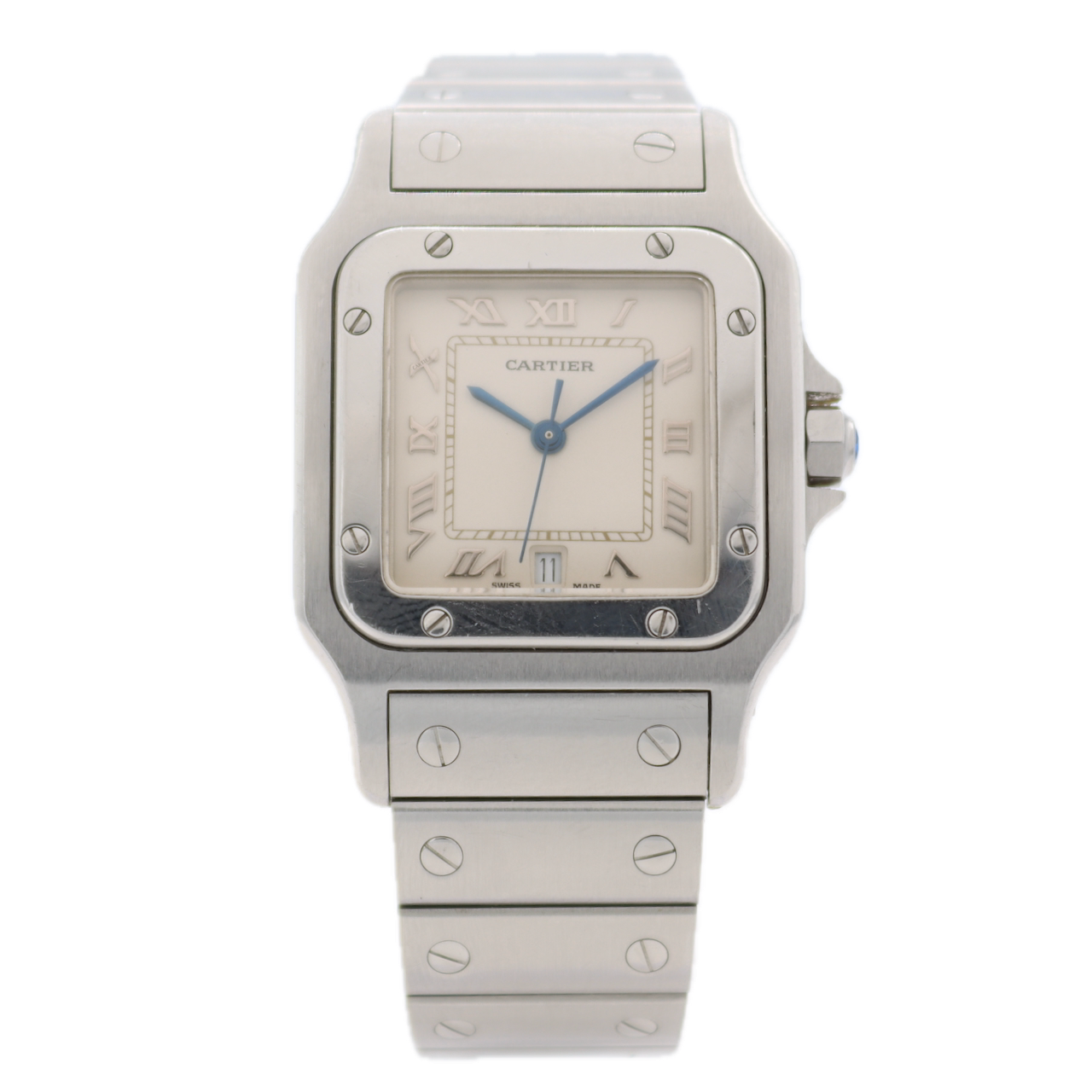 Vintage Cartier 1564 Santos Galbee Date Ladies Quartz Wristwatch Swiss Steel