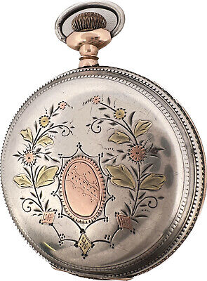 Antique 16S Plymouth Hunter Pocket Watch 171 Sterling Multi Color&Tri-Color Gilt