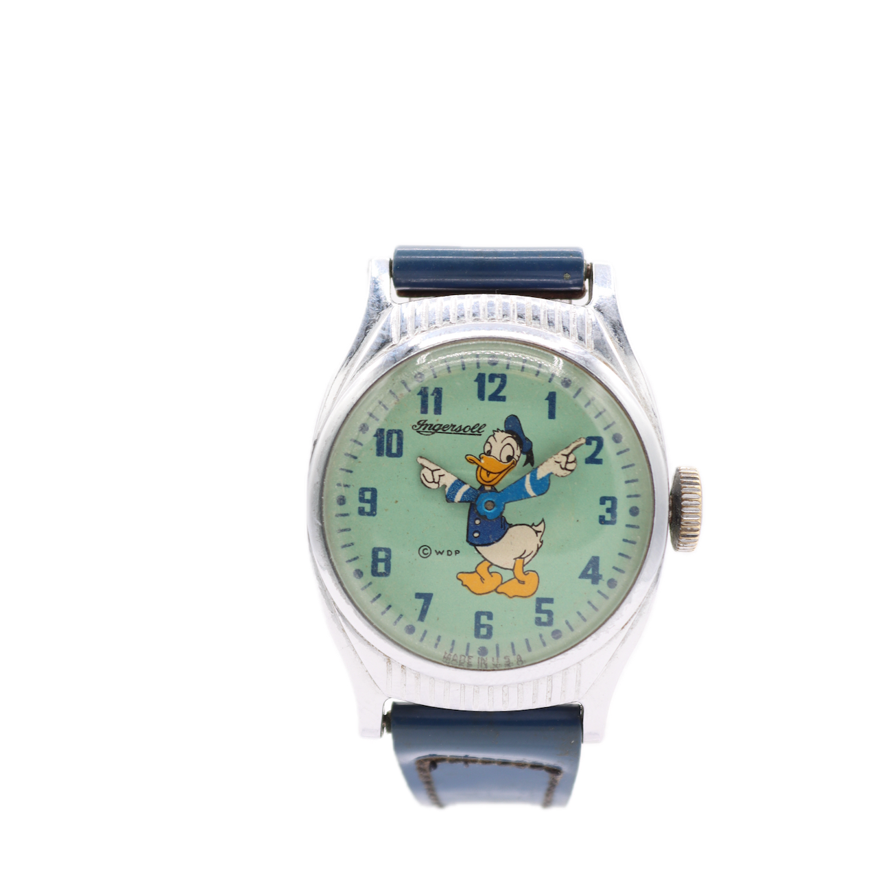 Vintage 28mm Ingersroll Donald Duck Men's Mechanical Wristwatch Chrome Plated
