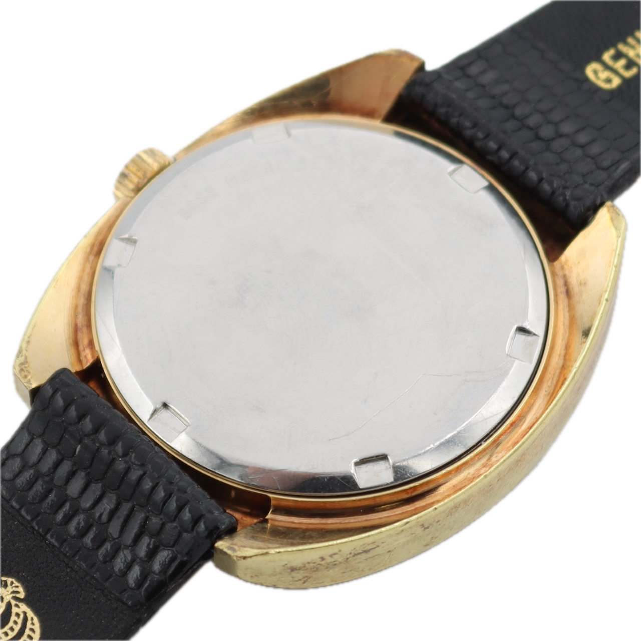 Vintage Elgin Blue Two Tone Men's Mechanical Wristwatch 327 Swiss Gold Tone