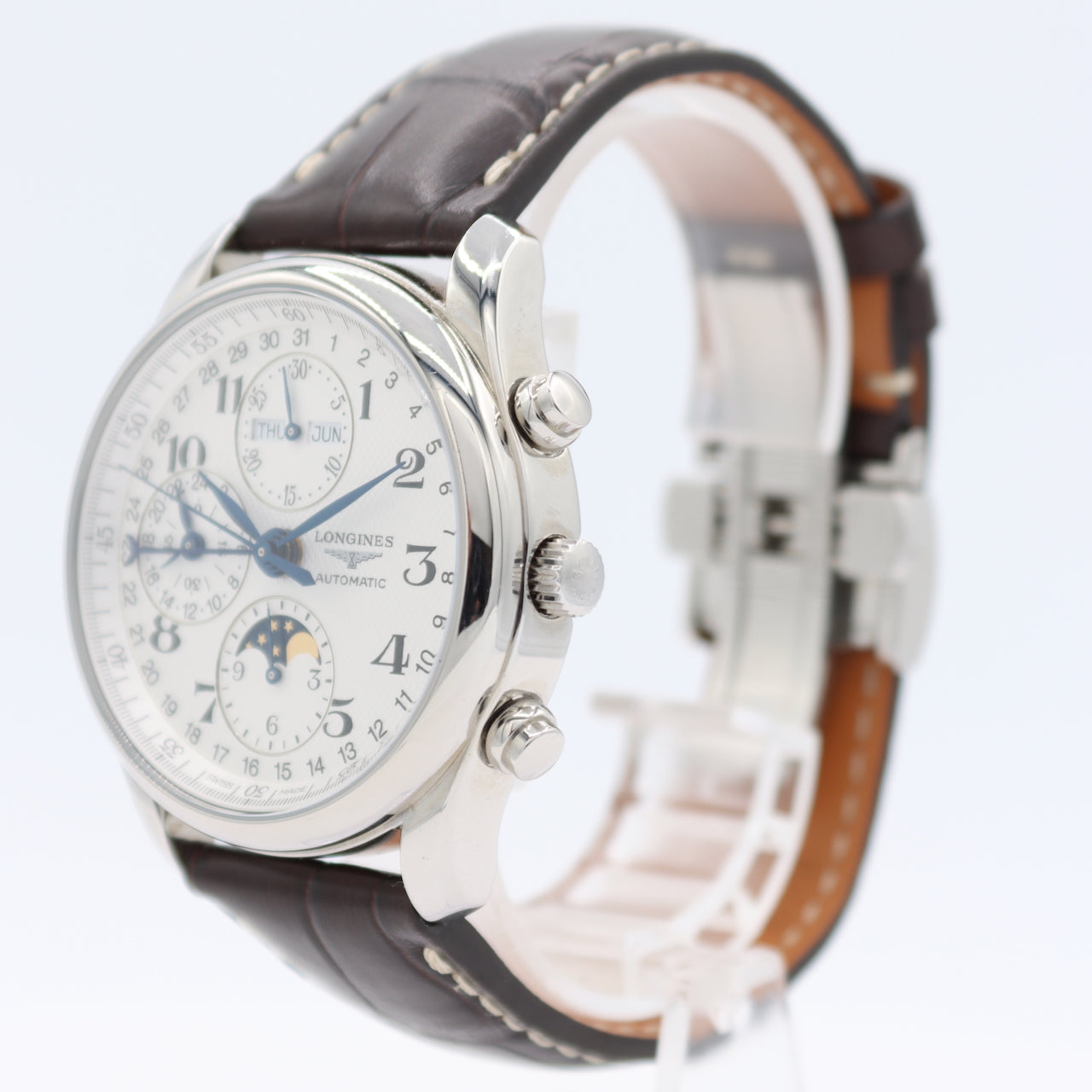 40mm Longines L2.673.4.78.3 Master Men's Triple Date Moonphase Wristwatch Steel