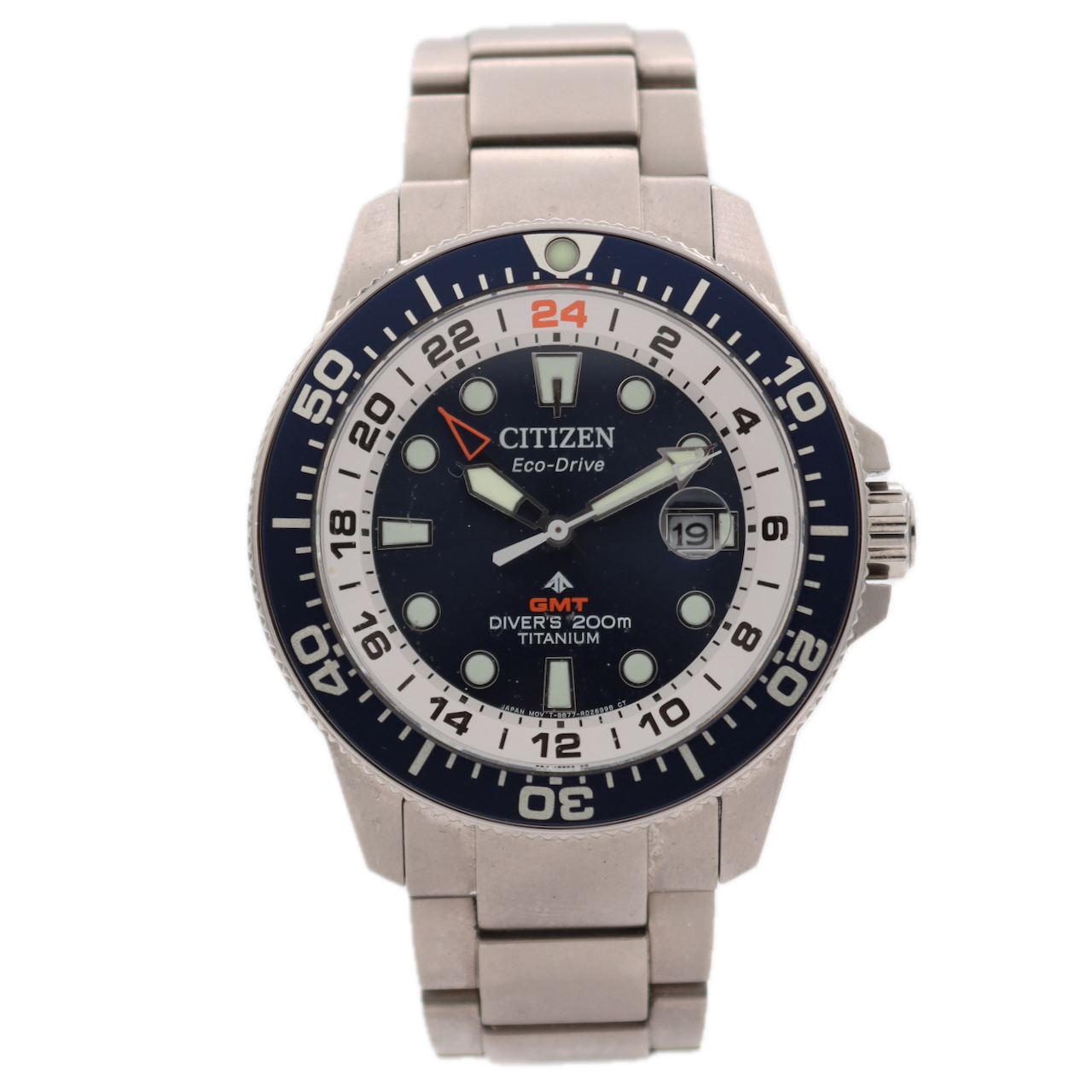 43mm Citizen Promaster GMT 200m Men's Wristwatch Japan Titanium Eco-Drive W/Box