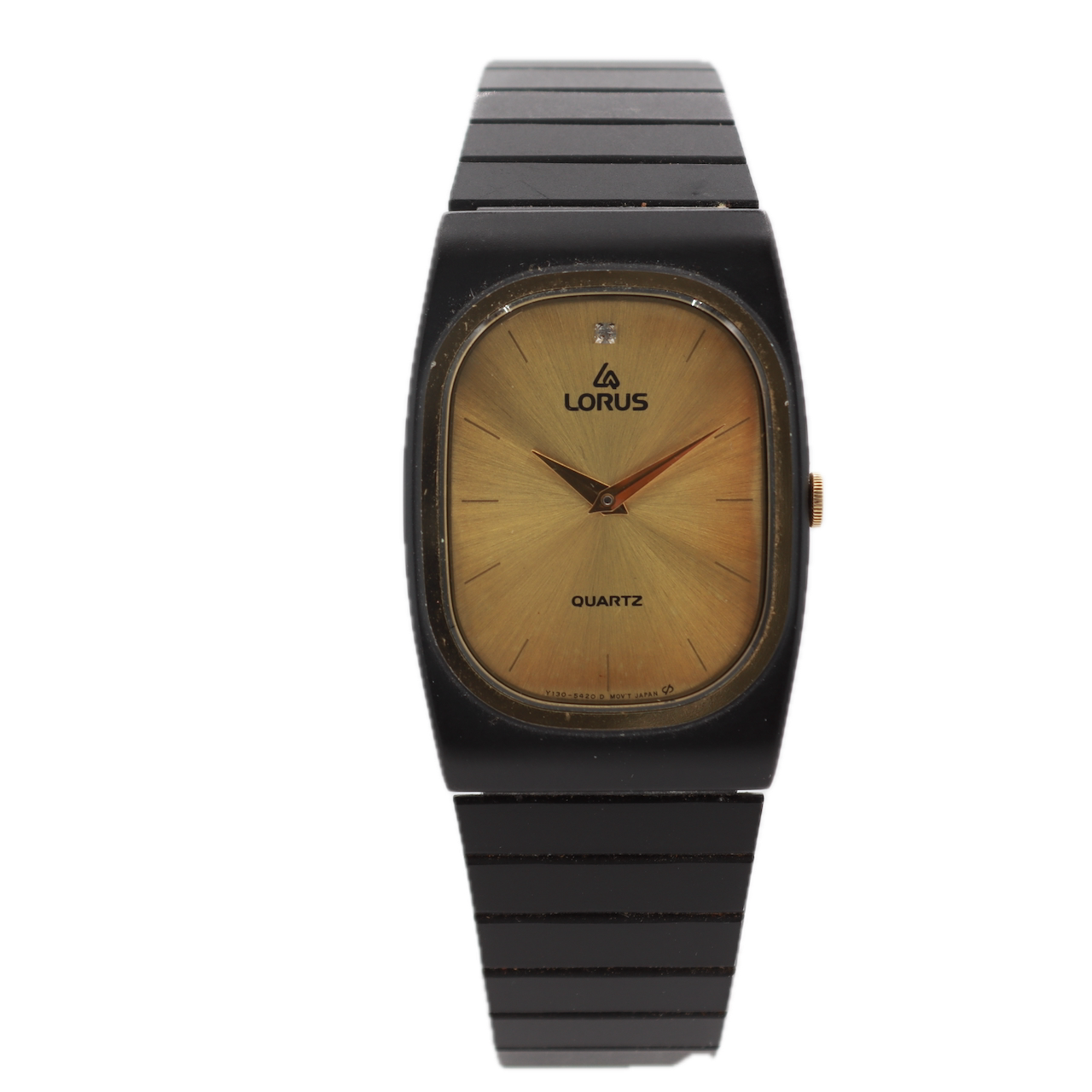 Vintage Lorus Y130-5180 Gold Sunburst Men's Quartz Wristwatch Japan PVD