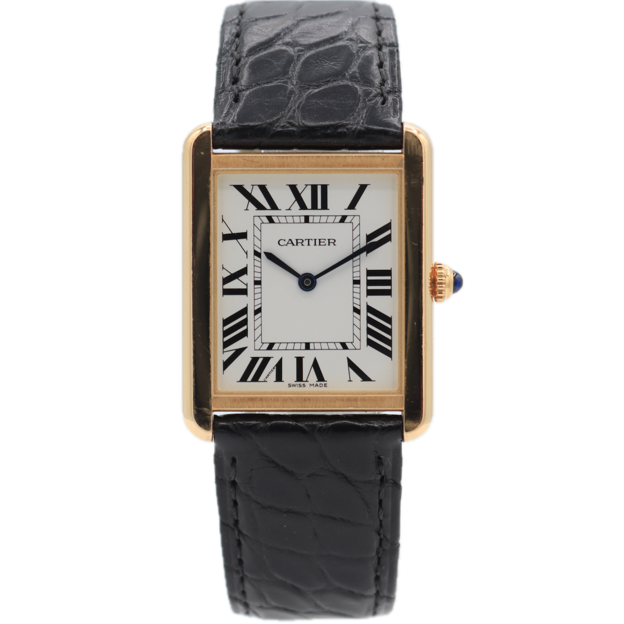 Cartier W5200004 Tank Solo Large Men's Quartz Wristwatch Swiss 18k Gold w/ Box