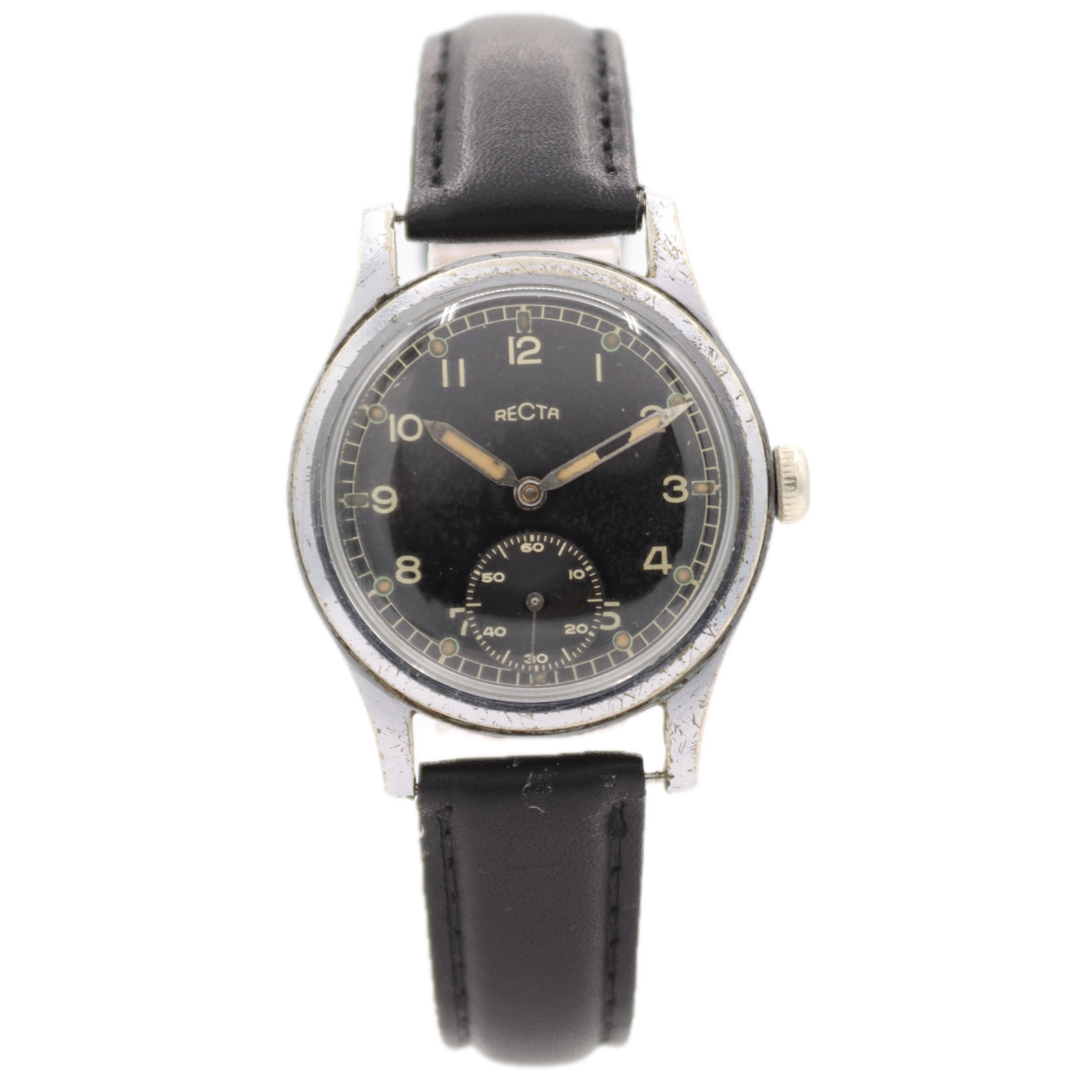 Vintage 33mm Recta WW2 German Military Style Men's Mechanical Wristwatch Chrome