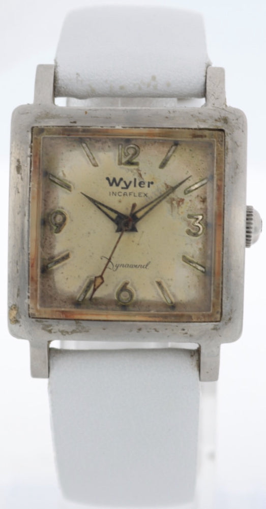 Vintage Wyler Square Dynawind Men's Automatic Wristwatch Swiss Stainless Steel