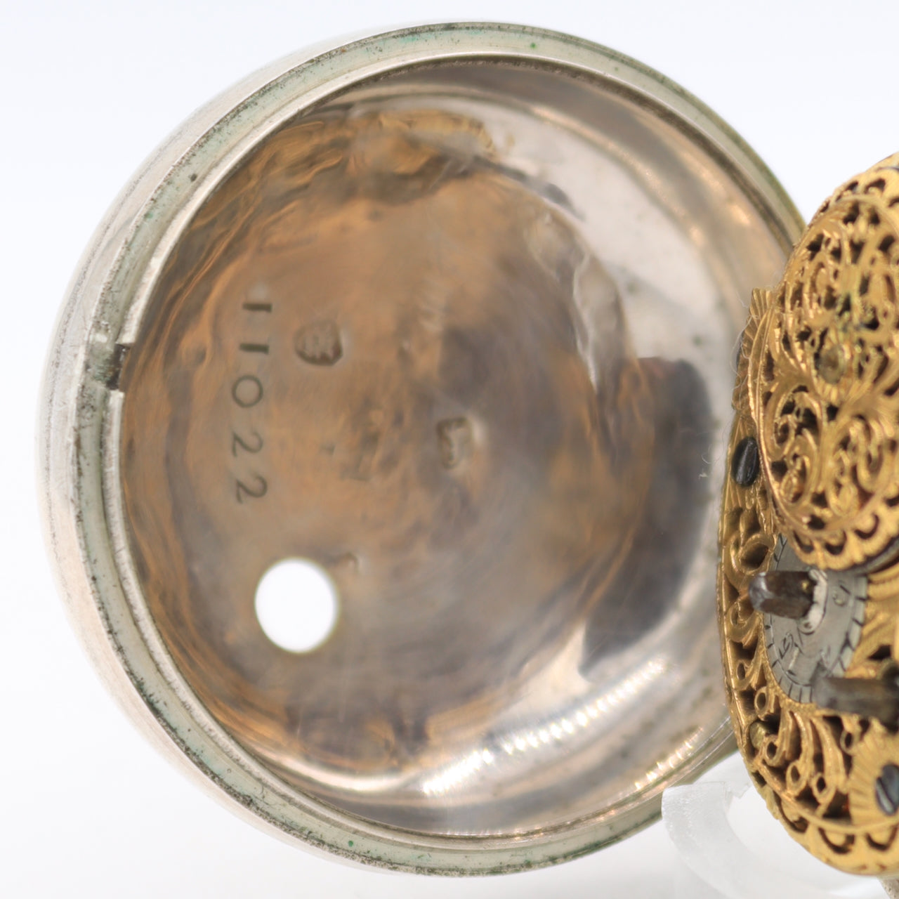 Antique Pamson Pair Case Key Wind Fusee Pocket Watch Repousse Sterling Silver