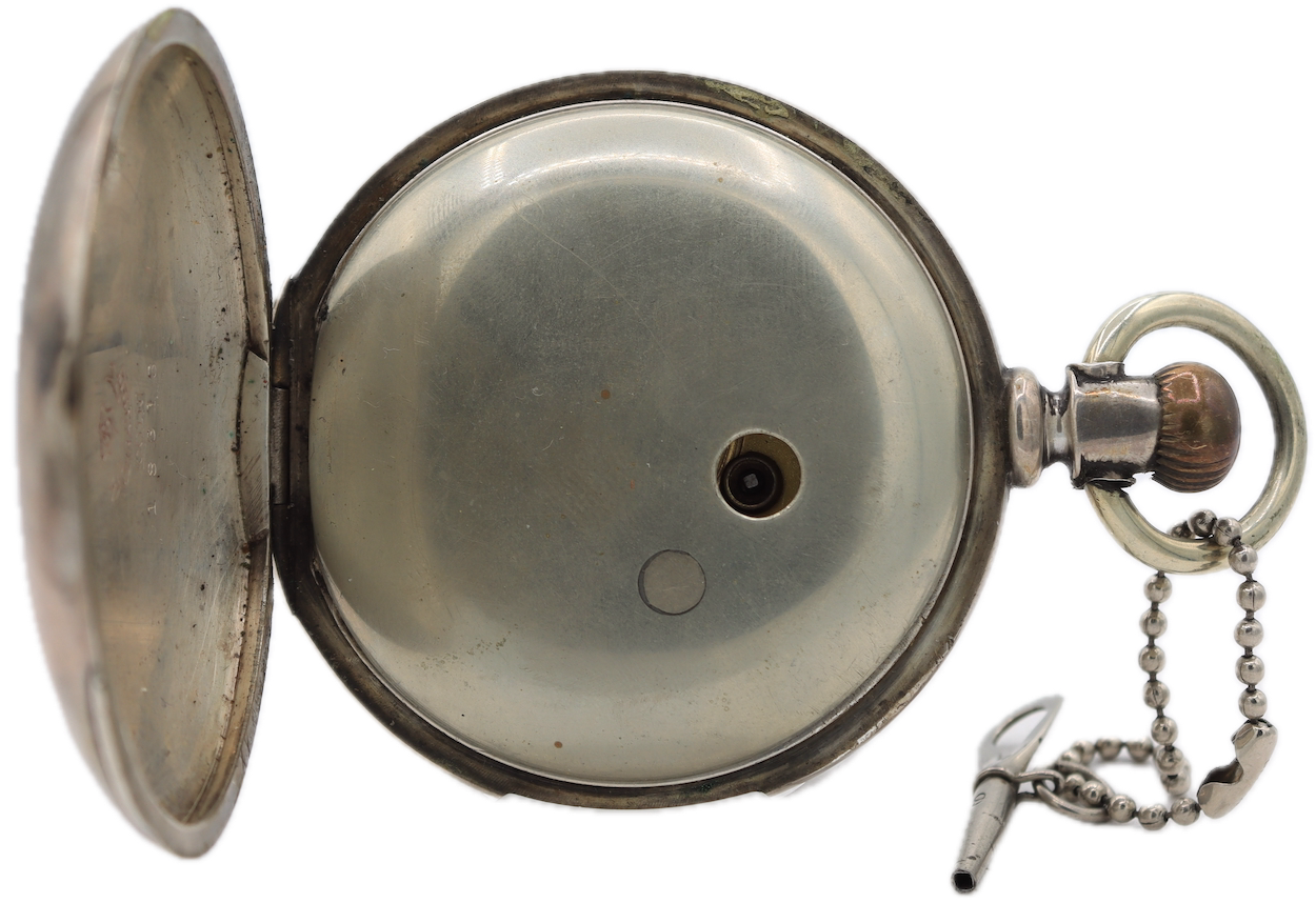 Antique M.I.Tobias & Co Key Wind Fusee Hunter Pocket Watch Recased Coin Silver