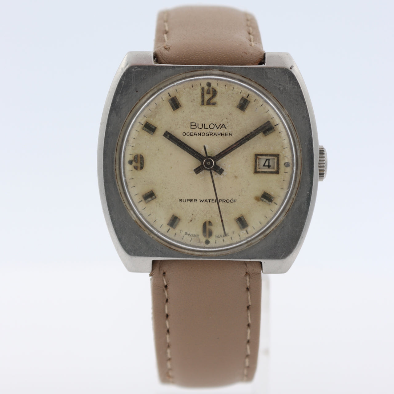 Vintage Bulova Oceanographer Men's Automatic Wristwatch Swiss Stainless Steel