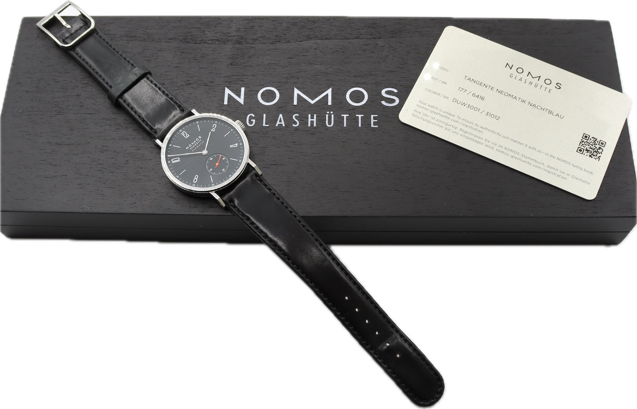 35mm Nomos 177 6416 Tangente Neomatik Nachtblau Men's Automatic Wristwatch