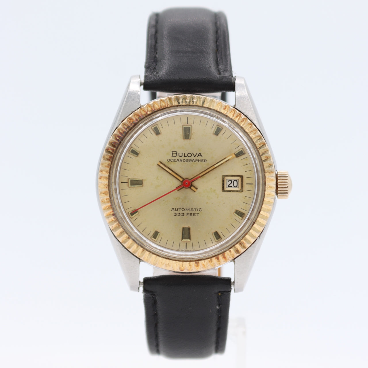 Vintage Bulova J-3055 Oceanographer Men's Automatic Wristwatch 10k Gold Bezel