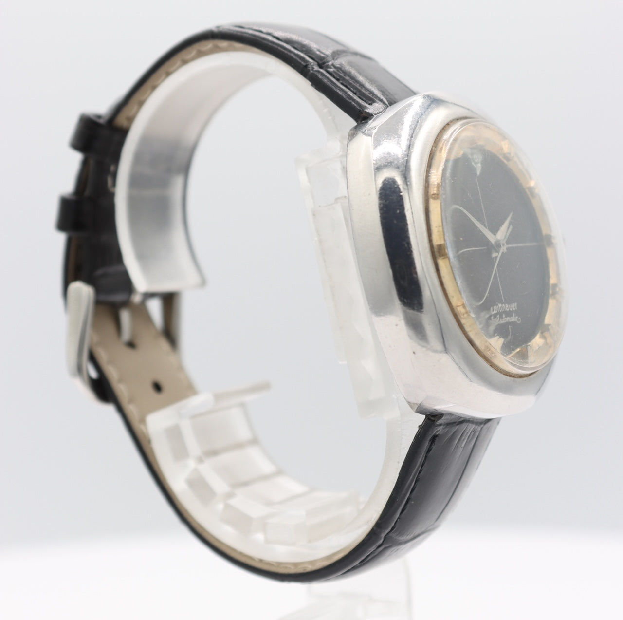 Vintage 40mm Wittnauer Crosshair Gilt Men's Automatic Wristwatch 11AE Stainless