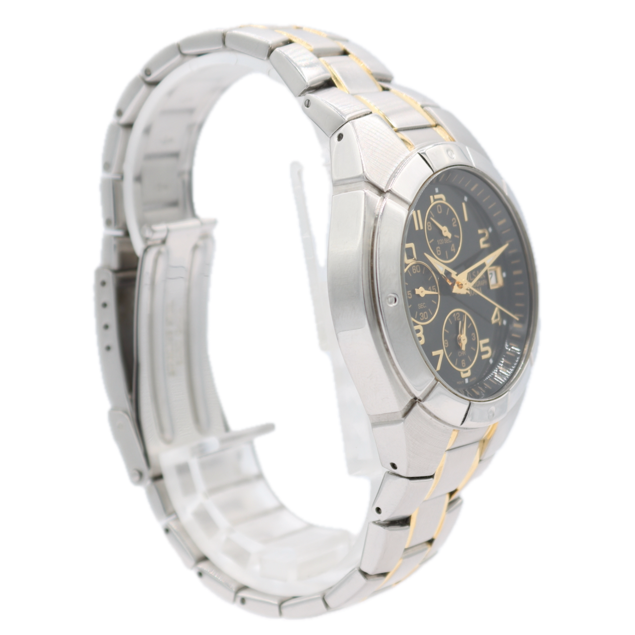 Vintage 42mm Pulsar YM92-X110 Two-Tone Men's Chronograph Wristwatch Japan