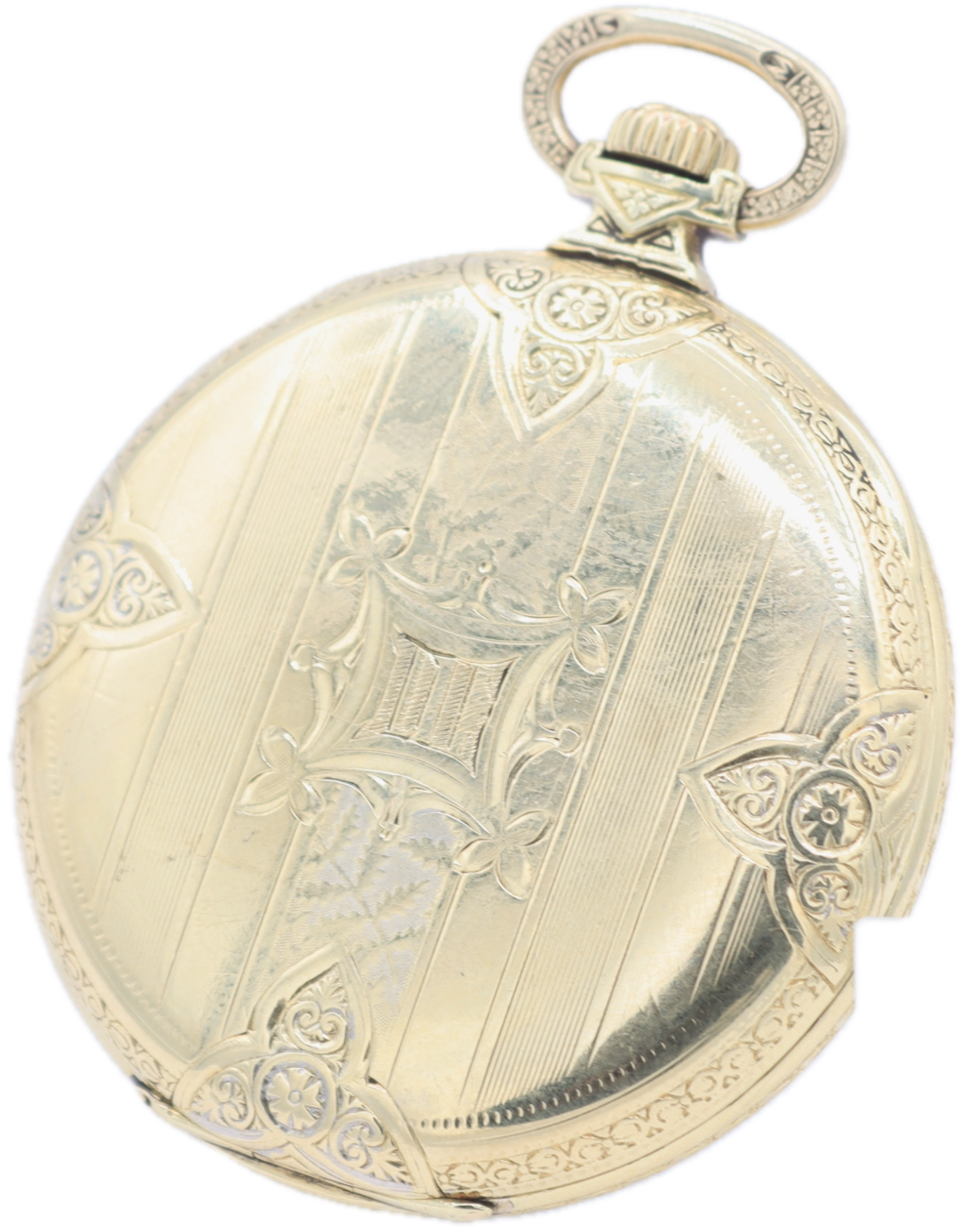 Antique 12s 1918 Elgin Pinstriped 17 Jewel Pocket Watch 384 14k GF USA