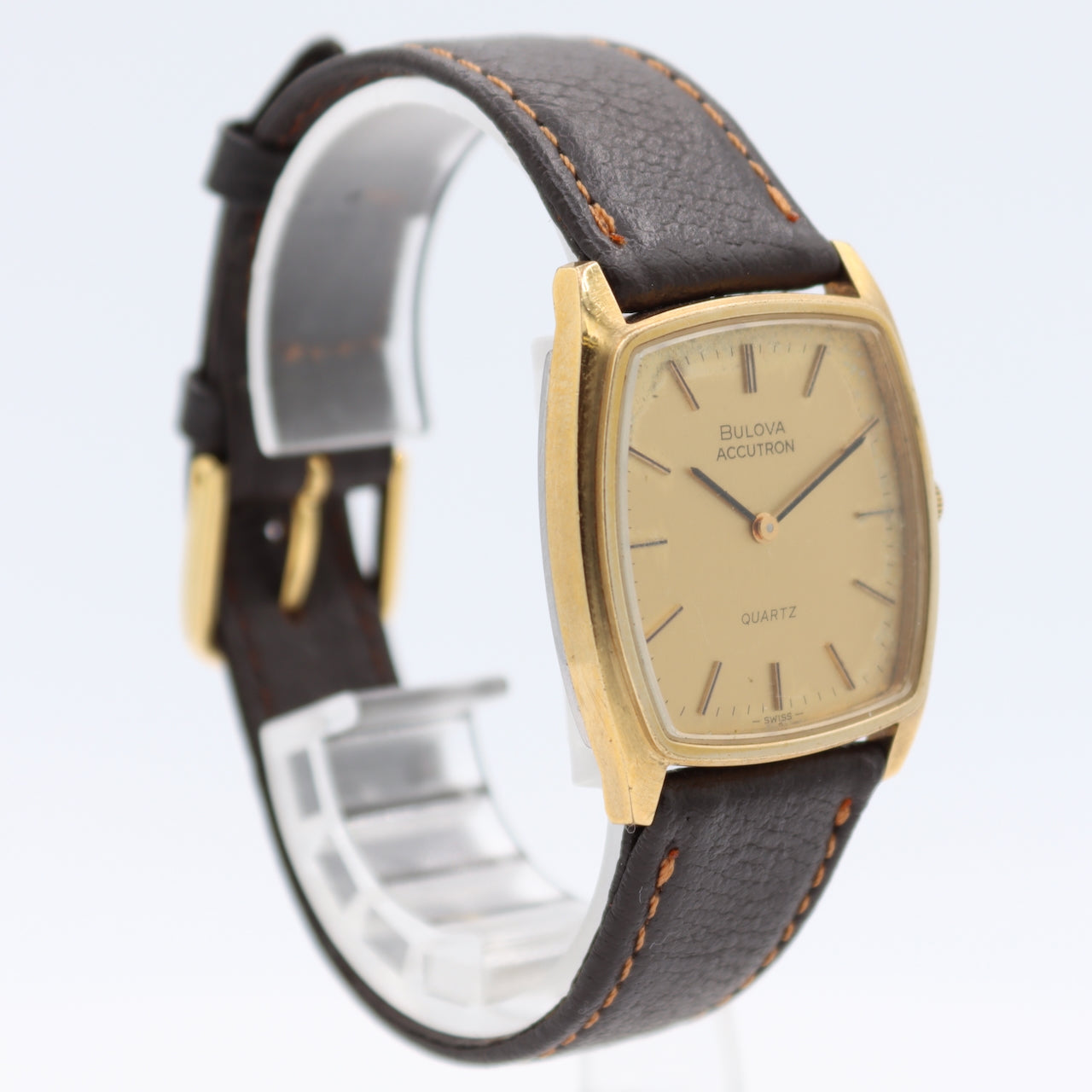Vintage 1979 Bulova Accutron Golden Men's Quartz Wristwatch 2480.10 Gold Tone