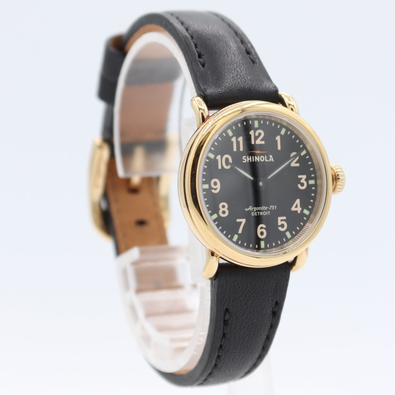 Vintage 28mm Shinola Runwell Black Ladies Quartz Wristwatch Argonite-751