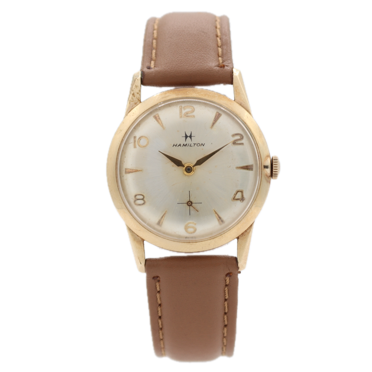 Vintage Hamilton Gold Sunburst 17J Men's Mechanical Wristwatch 686 Swiss 10kRGP