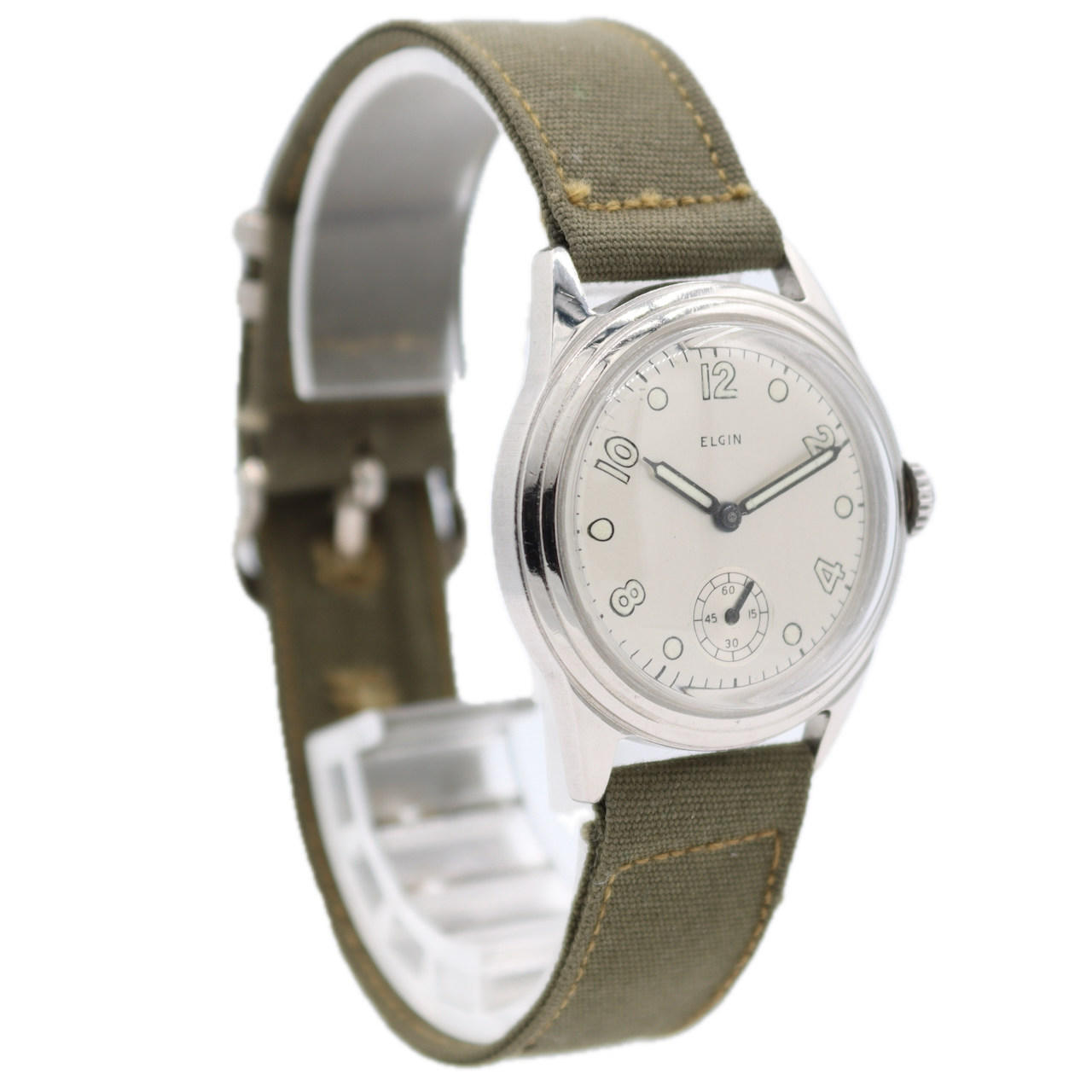 Vintage 30mm 1941 Elgin Service 15j Men's Mechanical Wristwatch 554 USA Steel